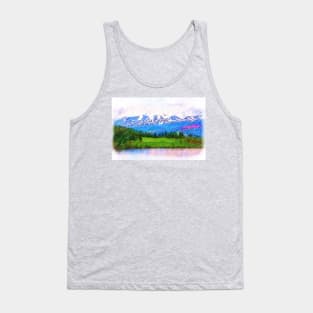 The Mountain Range Behind Lake Dillon Sketched Tank Top